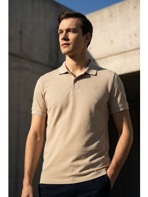 Süvari Slim Fit Düz Baskısız Pike Düğmeli Polo Yaka Nefes Alabilen T-Shirt