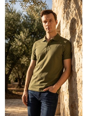 Süvari Slim Fit Düz Baskısız Pike Düğmeli Polo Yaka Nefes Alabilen T-Shirt