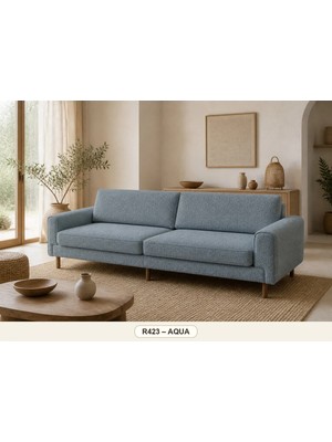 Rolivs Mokka Dörtlü Koltuk 280X90 cm Bukle Aqua