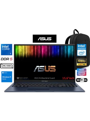Asus vivobook 15 X1504VA Intel Core 5 120U 8gb Ddr5 1tb SSD Windows 11 Home 15.6" Fhd Taşınabilir Bilgisayar Prestij Çanta