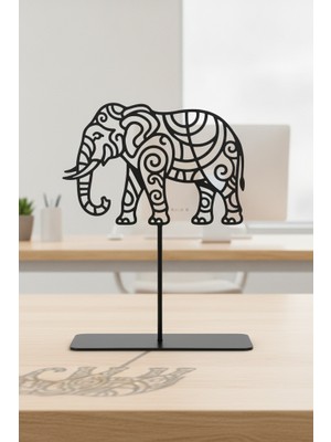 Bafidica Minimalist Siyah Metal Fili - Soyut Motifli Masa Üstü Metal Biblo 18 cm