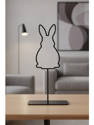 Bafidica Modern Minimalist Tavşan Tasarımlı Siyah Metal Masaüstü Dekoratif Obje