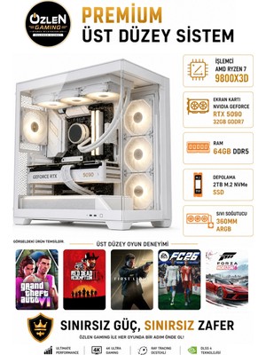 Özlen PREMİUM RYZEN 7 9800X3D RTX 5090 32GB 64GB DDR5 RAM 2TB M.2 SSD Üst Seviye Oyuncu Bilgisayarı