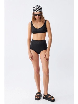 Hace Bazaar Marsilyan- Kadın Basic Siyah Pedli Yüksek Bel Bikini Takımı