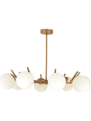 Apliqa Sara 8Li Eskitme Boyalı Beyaz Camlı Avize 52 cm Modern Genç Odası İçin Şık Aydınlatma
