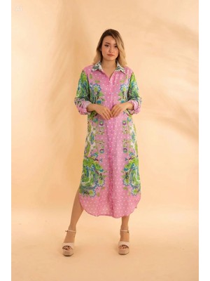Bonitas Uzun Gömlek Pembe Desenli Bnts-23010