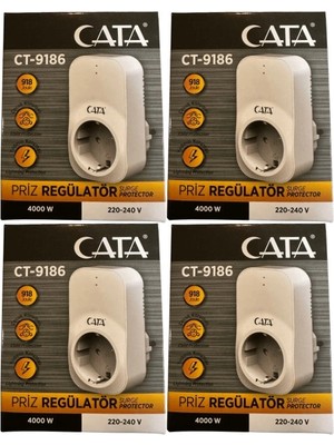 Cata CT-9186 4 Adet Akım Korumalı Tekli Kablosuz Priz 4000 W Yıldırım Koruması ile Güvenli Kullanım