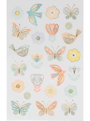 Meri Meri - Birds & Butterflies Tattoo Sheet - Kuşlar & Kelebekler Geçici Dövmeleri - 2'li