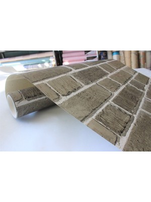 Aboveya Tetik Duvar Kağıtları Golden Tuğla Desenli Duvar Kağıdı 0.53 x 10 Yeşil-Gri