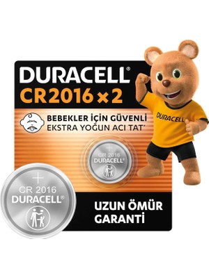 Duracell Cr 2016 Lityum Düğme Pil (2’li Paket) – 3V (CR2016)