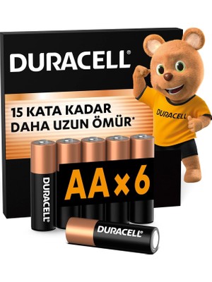 Duracell Aa Alkalin Kalem Pil (6'lı Paket) 1,5 V LR6/MN1500