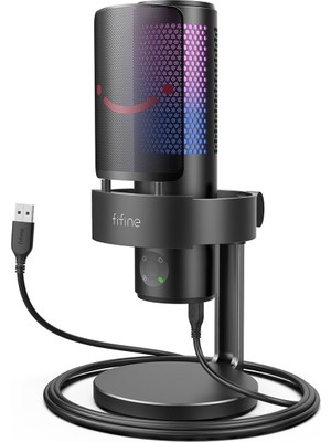 Fifine A9 USB Rgb LED Işıklı Masaüstü Mikrofon, Siyah