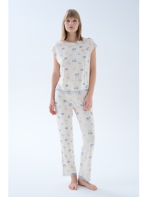Hays Kadın Viskoz Kolsuz Dantel Detaylı Uzun Pijama Takımı