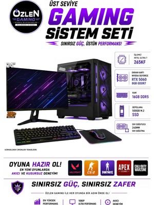 Özlen X21 ULTRA 7 265KF RTX 5060 8GB 16GB DDR5 RAM 500GB M.2 SSD 24'' Full HD 200Hz Oyuncu Bilgisayarı