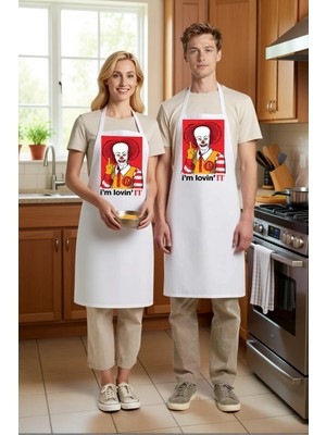 PayBuy Unisex Mutfak Aşçı Önlüğü Fast Food Temalı Komik Baskılı Günlük Kullanım Konforlu Rahat Modern Şık