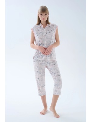 Hays Kadın Viskoz Kolsuz Gömlek Kapri Pijama Takımı