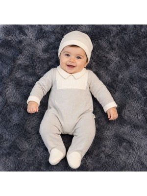 Mummys Love Erkek Bebek Polo Yaka Tulum ve Bere - Gri