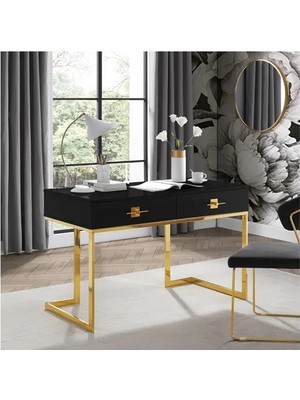 Vivense Rihanna Çalışma Masası, Gold Siyah
