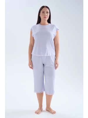 Hays Kadın Plus Size Modal Kaşkorse Kolsuz Kapri Pijama Takımı