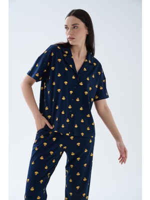 Hays Kadın Pamuklu Kısa Kollu Gömlek Pijama Üstü