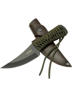 ALK Crkt Scrub Fixed 2712 Bk Siyah Kamp / Outdoor Bıçak 22,5cm - Ipli Sap, Deri Kılıflı