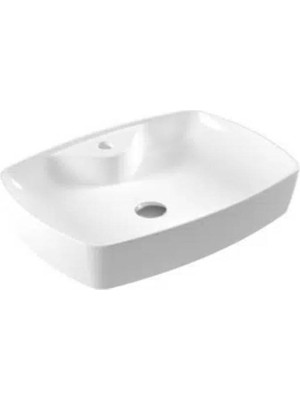 Serel - Tek Parça Tezgah Üstü Lavabo Batarya Banklı 60 × 44 cm Beyaz Outlet - 1634TXS110H-