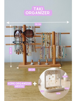 Dyzstar Takı Organizer Ahşap Takı Askısı Geniş Küpe Yüzük Standı Kolye Askısı Takı Düzenleyici