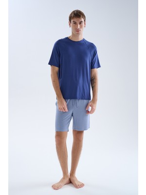 Syah Erkek Viskoz Reglan Kısa Kollu Şortlu Pijama Takımı