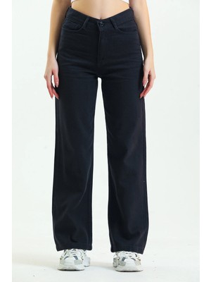 Shevega Siyah Bol Paça Salaş Wide Leg Jeans