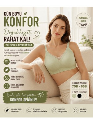 Nior Lifestyle Kadın Balensiz Dolgulu Sütyen Açık Yeşil – V Yaka Ayarlanabilir Askılı Günlük Rahat Sütyen