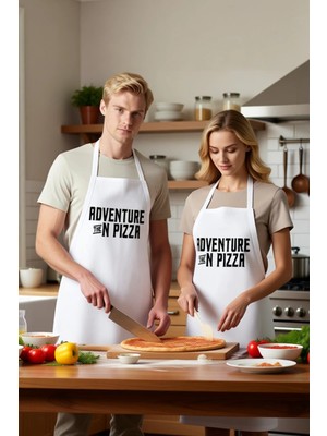 PayBuy Unisex Mutfak Önlüğü Pizza Temalı Grafik Baskılı Retro Tasarım Aşçı Rahat Günlük Modern Şık Konforlu