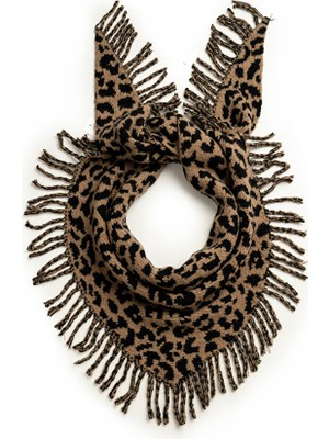Twist Püsküllü Leopar Desen Atkı TW6260067011CD4