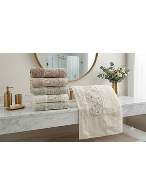 Pupilla Bambu Nakışlı Havlu 6 Lı 50*90 Karla Papatya