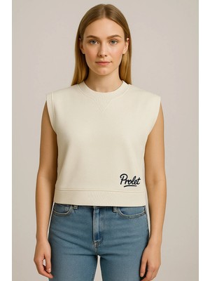 Prolet Kadın Basic Kolsuz Sweatshirt