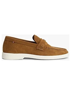 Tommy Hilfiger Erkek Light Süet Flag Hardware Loafer Ayakkabı