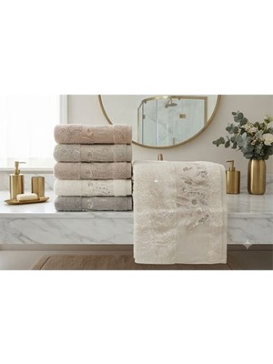 Pupilla Bambu Nakışlı Havlu 6 Lı 50*90 Karla Yaprak