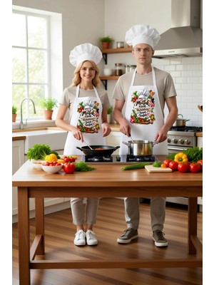 PayBuy Erkek Aşçı Önlüğü Mutfak Teması El Yazısı Baskı Unisex Rahat Kesim Günlük Kullanım Modern Şık Zarif