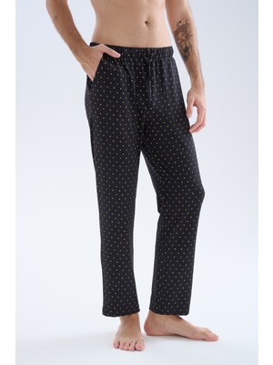 Syah Erkek Pamuklu Cepli Uzun Pijama Altı