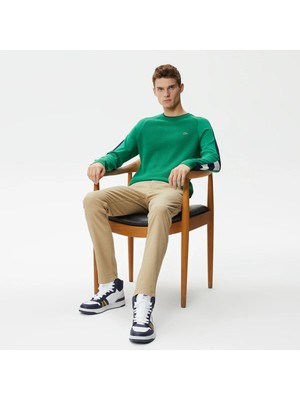 Lacoste Erkek Regular Fit Uzun Kollu Bisiklet Yaka Renk Bloklu Koyu Yeşil Triko