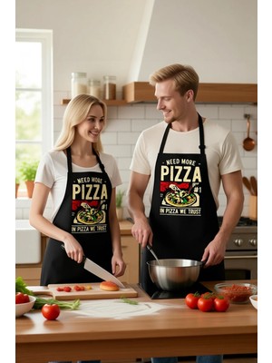 PayBuy Unisex Mutfak Önlüğü Pizza Baskılı Retro Tasarım Dijital Baskı Rahat Kesim Günlük Modern Şık Zarif
