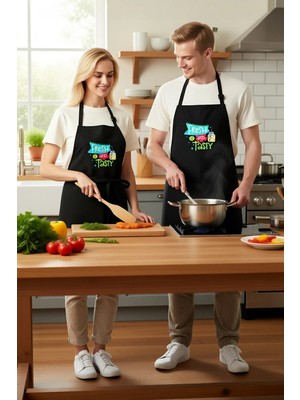 PayBuy Erkek Unisex Mutfak Aşçı Önlüğü Retro Baskı Taze Lezzetli Tasarım Dtf Dijital Günlük Rahat Modern