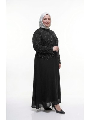 Döne Kadın Büyük Beden Taş Işlemeli Ikili Abaya/abiye Elbise