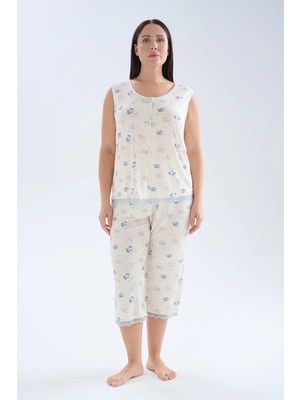 Hays Kadın Plus Size Viskoz Kolsuz Atlet Kapri Pijama Takımı