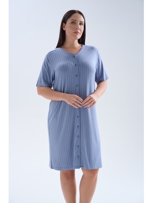 Hays Kadın Plus Size Viskoz Kısa Kollu V Yaka Gecelik