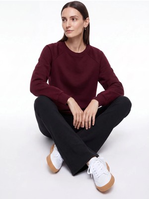 Fabrika Bordo Kadın Bisiklet Yaka Sweatshirt Falu-Y