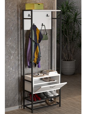 Bezos Metal Portmanto Beyaz 180 cm