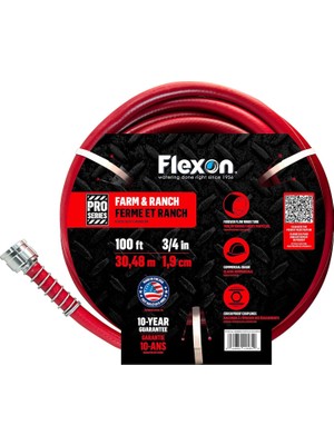 Flexon 3/4 x 100FT Ağır Hizmet Tipi Premium Kauçuk Sıcak Su Bahçe Hortumu