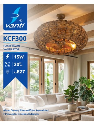 Kendal Hasır Tavan Vantilatör 4*E27 KCF300