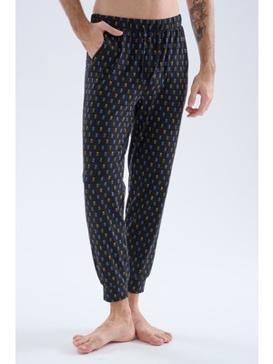 Syah Erkek Pamuklu Cepli Uzun Pijama Altı