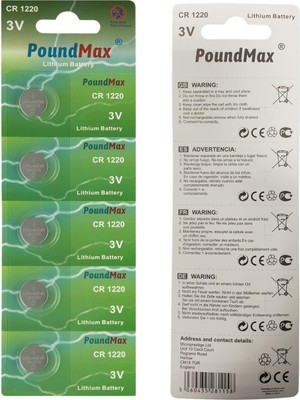 5 Adet CR1220 DL1220 1220 LIR1220 3V Poundmax Lityum Pil Lityum Düğme Pil, Küçük Elektronik Cihazlar